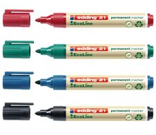 edding 21 EcoLine Permanentmarker: schwarz, blau, rot, grün - 4 Stück