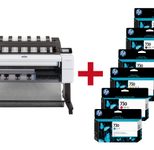 HP DesignJet T1600dr Großformatdrucker Plotter inkusive zusätzlichem HP Tintenset 730