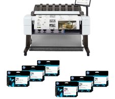 HP DesignJet T2600 36 Zoll PostScript Multifunktionsdrucker inklusive zusätzlichem HP Tintenset 730