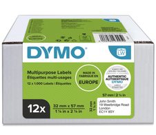 DYMO® Original Etikett für LabelWriter™, Vorteilspack, Vielzweck, weiss, wiederablösbar, 12 x 1.000 Etiketten