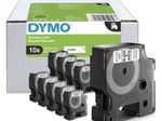 DYMO® Original D1-Schriftband für LabelManager™, 10er Vorteilspack, Polyester, wieder ablösbar - schwarz auf weiss