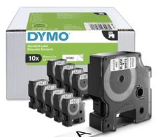 DYMO® Original D1-Schriftband für LabelManager™, 10er Vorteilspack, Polyester, wieder ablösbar - schwarz auf weiss