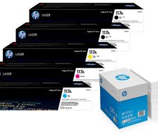 Bundle mit HP Original 117A Toner 5er Multipack + 2.500 Blatt HP Kopierpapier hochweiß