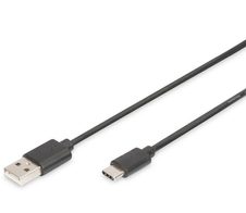 DIGITUS USB Type-C Verbindungskabel, Typ C auf A 480MB, 2.0 Version, schwarz