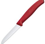 VICTORINOX Gemüsemesser silber, rot glänzend, poliert - Klinge: 8,0 cm
