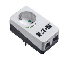 Eaton Steckdosen Schalter mit Telefonstecker und Überspannungsschutz weiß (PB1TD)