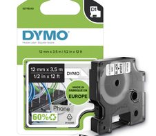 DYMO® Original D1-Schriftband "Hochleistung" für LabelManager™ 12mm x 3,5m - flexibles & reissfestes Nylon, permanent haftend - schwarz auf weiss