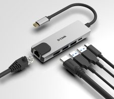 D-Link 5-In-1 USB-C Hub mit HDMI/Ethernet und USB-C Thunderbolt 3 Dockingstation