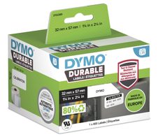 DYMO® Original Hochleistung Etikett für LabelWriter™, Kunststoff - weiss - permanent haftend, widerstandsfähig, 1 x 800 Etiketten