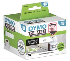 DYMO® Original Hochleistung Etikett für LabelWriter™, Kunststoff - weiss - permanent haftend, widerstandsfähig, 2 x 450 Etiketten