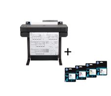 HP DesignJet T630 Tintenstrahl-Großformatdrucker inklusive zusätzlichem HP Tintenset 712