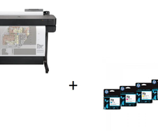 HP DesignJet T630 Tintenstrahl-Großformatdrucker inklusive zusätzlichem Tintenset 712