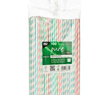 PAPSTAR Strohhalme pure farbsortiert - 100 Stück