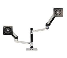 Ergotron LX Dual Monitorarm Tischhalterung inkl. Notebook Halterung für zwei Monitore bis 60,96 cm 24 Zoll Aluminium