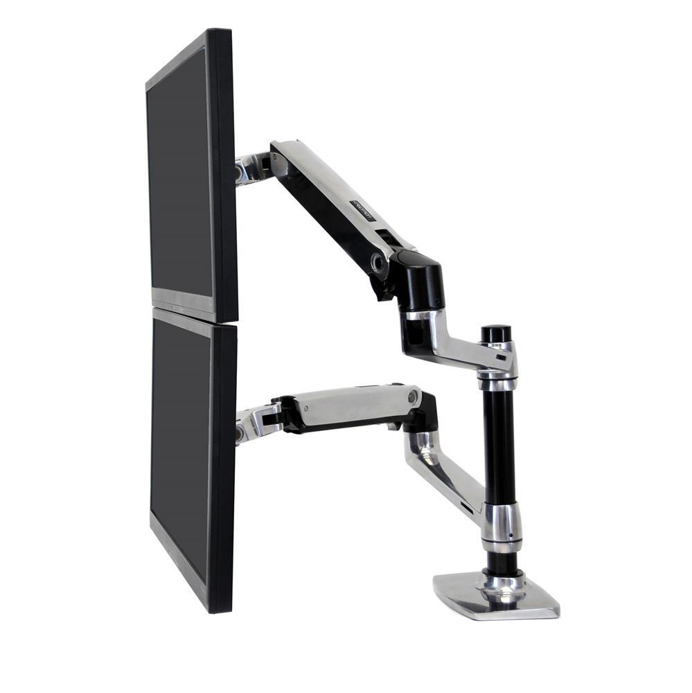 Ergotron LX Dual Monitorarm Tischhalterung inkl. Notebook Halterung für zwei Monitore bis 60,96 cm 24 Zoll Aluminium