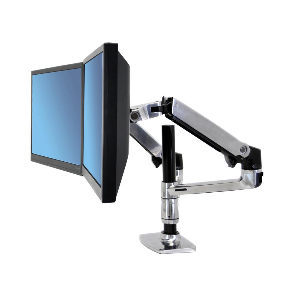 Ergotron LX Dual Monitorarm Tischhalterung inkl. Notebook Halterung für zwei Monitore bis 60,96 cm 24 Zoll Aluminium