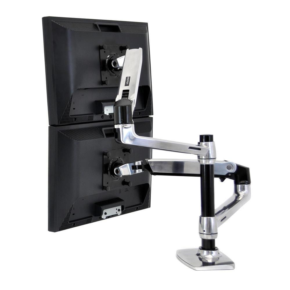 Ergotron LX Dual Monitorarm Tischhalterung inkl. Notebook Halterung für zwei Monitore bis 60,96 cm 24 Zoll Aluminium