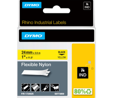 DYMO® Original IND-Schriftband für Rhino 6000+, flexibles & reissfestes Nylon - schwarz auf gelb