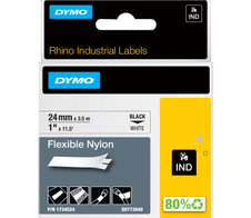 DYMO® Original IND-Schriftband für Rhino 6000+, flexibles & reissfestes Nylon - schwarz auf weiss