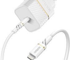 OtterBox 20 Watt Schnellladegerät mit Lightning auf USB-C Kabel (Weiß)