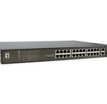 LevelOne Switch 28 Fast Ethernet-Ports mit 24 PoE-Ports 270W 2 Gigabit-Ports, 2 Gigabit SFP (FGP-2831)