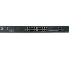 LevelOne Switch 20 Gigabit Ethernet-Ports mit 16 PoE-Ports 270W, 2 Gigabit-Ports, 2 Gigabit SFP (GEP-2021)