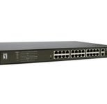 LevelOne Switch 28 Gigabit Ethernet-Ports mit 24 PoE-Ports 390W, 2 Gigabit SFP, 2 Gigabit Ports (GEP-2821)