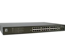 LevelOne Switch 28 Gigabit Ethernet-Ports mit 24 PoE-Ports 390W, 2 Gigabit SFP, 2 Gigabit Ports (GEP-2821)