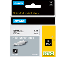DYMO® Original IND-Heißschrumpfschlauch für Rhino, Polyolefin - schwarz auf weiss