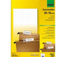 sigel Beschriftungsschilder für Hängeregister weiß - 180 Stück
