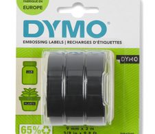 DYMO® Original Prägeband-StarterSet für OMEGA und JUNIOR, Plastik - 3 x glänzend schwarz