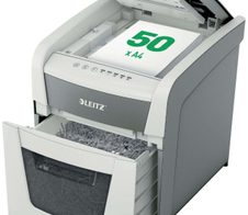 LEITZ IQ Autofeed Small Office 50 Aktenvernichter P-4 50 Blatt weiß