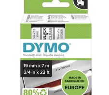 DYMO® Original D1-Schriftband für LabelManager™ 19mm x 7m - Polyester, wieder ablösbar -  schwarz auf transparent