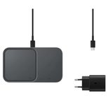 Samsung Wireless Charger Duo mit Schnellladeadapter EP-P5400T - Induktive Ladestation (Dark Gray)