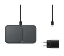 Samsung Wireless Charger Duo mit Schnellladeadapter EP-P5400T - Induktive Ladestation (Dark Gray)