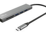 Trust Halyx Schneller USB-C-Hub und Kartenlesegerät - Silber