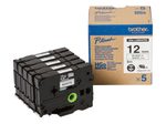 Brother HGE231V5 - Laminiertes Band - Schwarz auf Weiß - Rolle (1,2 cm x 8 m) - 5 Rolle(n) - für P-Touch PT-9500pc, PT-9