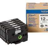 Brother HGE231V5 - Laminiertes Band - Schwarz auf Weiß - Rolle (1,2 cm x 8 m) - 5 Rolle(n) - für P-Touch PT-9500pc, PT-9
