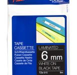 Brother Original TZe 315 Laminiertes Band Weiß auf Schwarz Rolle (0,6 cm x 8 m)
