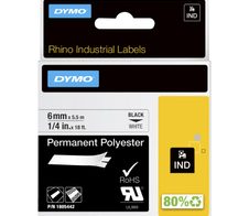 DYMO® Original IND-Schriftband für Rhino, Permanent Polyester - schwarz auf weiss