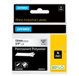 DYMO® Original IND-Schriftband für Rhino, Permanent Polyester - schwarz auf transparent