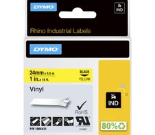 DYMO® Original IND-Schriftband für Rhino 6000+, farbiges Vinyl - schwarz auf gelb