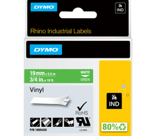 DYMO® Original IND-Schriftband für Rhino, farbiges Vinyl - weiss auf grün
