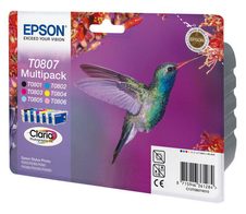 Epson Original T0807 Kolibri Druckerpatronen 6er Multipack BK/C/M/Y/LC/LM (C13T08074020)