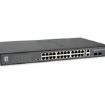 LevelOne Switch Web Smart 28 Gigabit Ethernet-Ports mit 24 PoE-Ports 375W, 2 Uplink Gigabit SFP, 2 Uplink Gigabit Ports