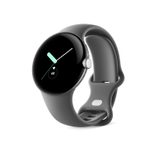 Google Pixel Watch (Wi-Fi) - 41mm in Polished Silver mit Sportarmband in Charcoal