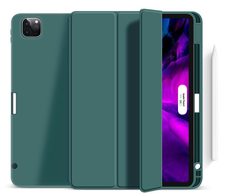 eSTUFF Miami Pencil Case für das iPad Pro 12.9" 2022/2021 - Dark Green PU leather/Clear (Bulk)