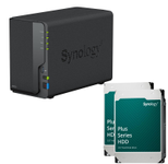 Synology DiskStation DS223 2 Einschübe NAS-Server Leergehäuse + 2x Synology Plus 3.5" SATA 6Gb/s Festplatte 12 TB (24TB)