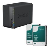 Synology DiskStation DS223 2 Einschübe NAS-Server Leergehäuse + 2x Synology Plus 3.5" SATA 6Gb/s Festplatte 4 TB (8TB)