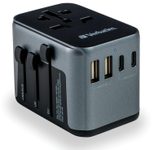 Verbatim Reise-Ladeadapter 30W, 3x USB-C, 2x USB-A, schwarz/grau